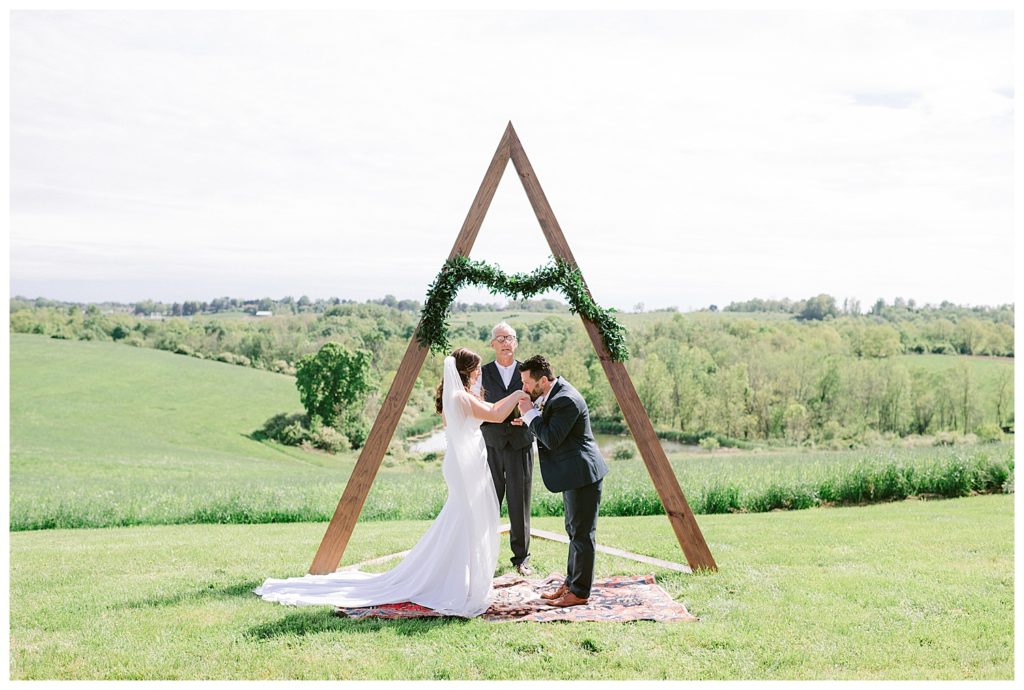 A wedding portrait of an outdoor ceremony in Ohio.