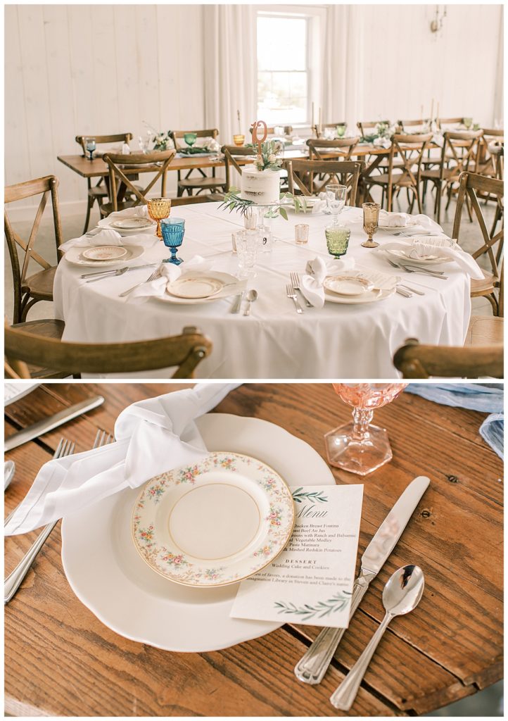 wedding table with farmhouse chairs